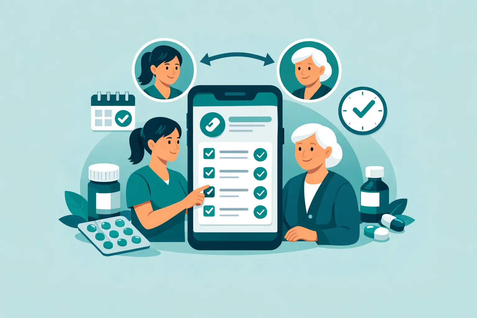 Caregiver medication schedule shared