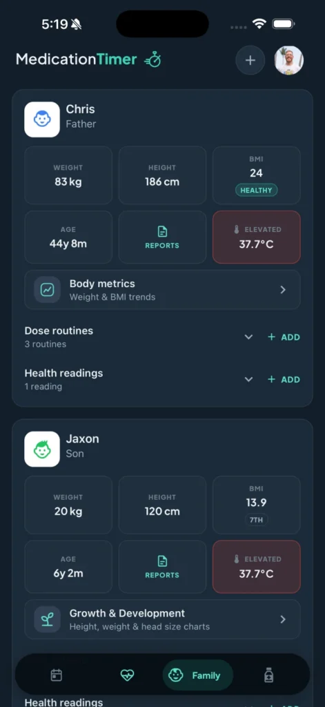 Medicationtimer family health tracking