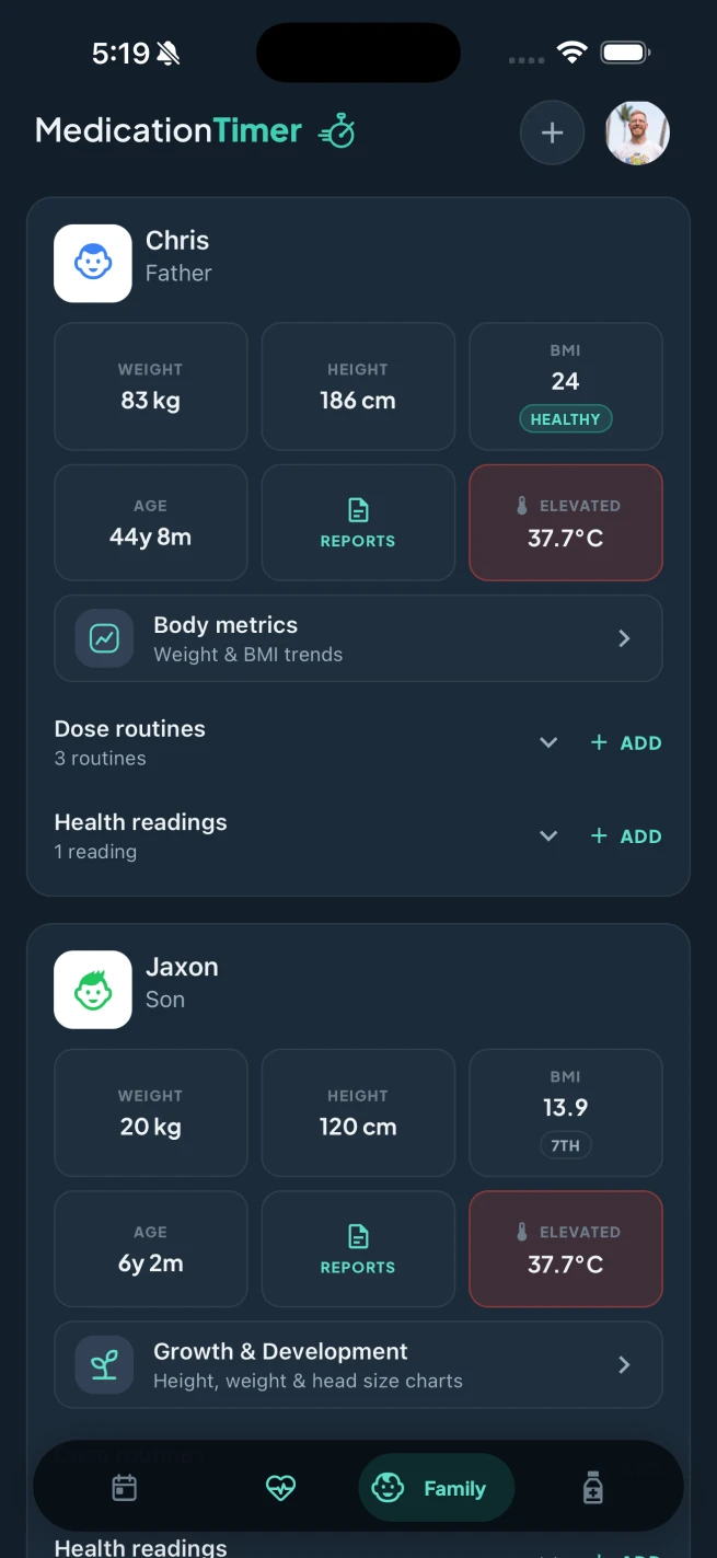 Medicationtimer family health tracking