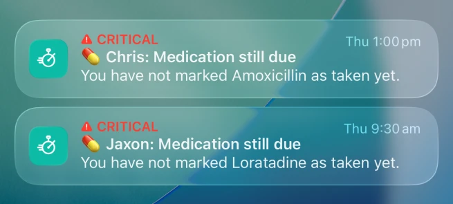 Medicationtimer notifications