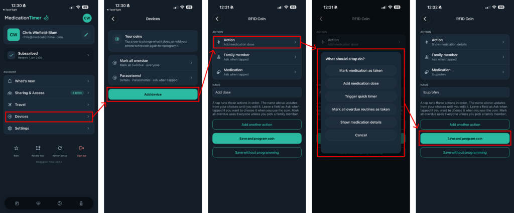 Medicationtimer nfc setup